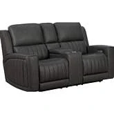Pierce Zero Gravity Power Recline Loveseat with Power Head Rest Lumbar & Console Dark Gray Leather